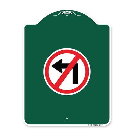 AMISTAD 18 x 24 in. Designer Series Sign - No Left Turn with Graphic Only, Green & White AM2032080